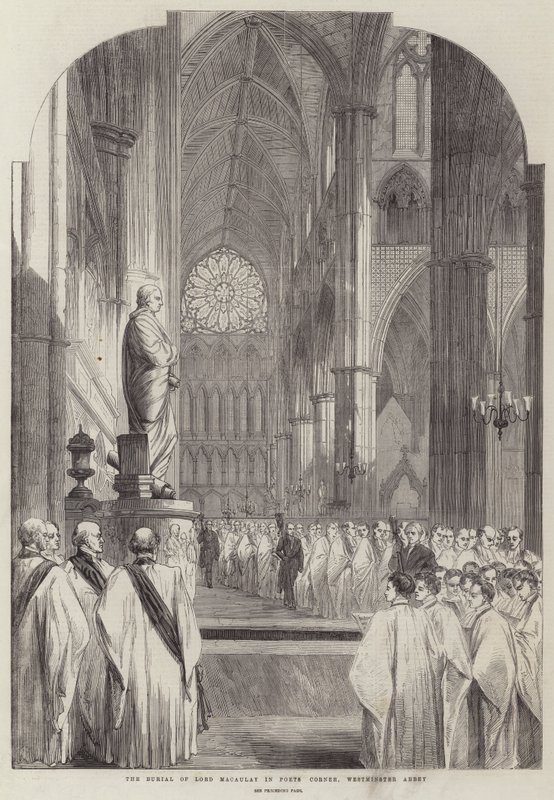 El entierro de Lord Macaulay en el Rincón de los Poetas, Abadía de Westminster de English School