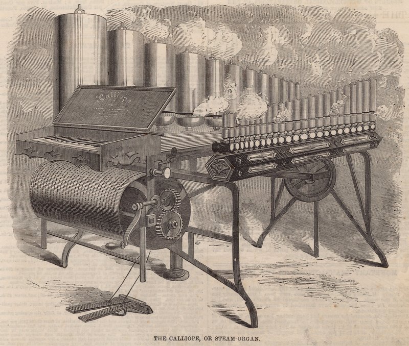 El Calliope, un órgano de vapor inventado por Arthur S. Denny en América de English School