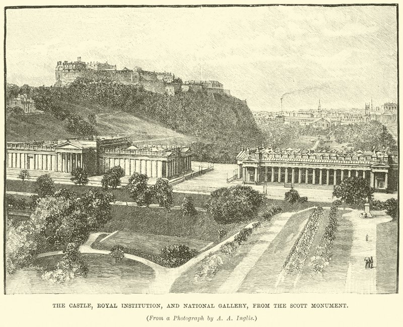 El Castillo, Institución Real y Galería Nacional, desde el Monumento a Scott de English School