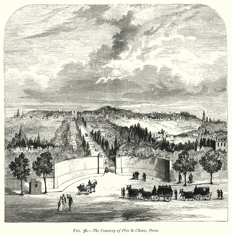 El cementerio de Père Lachaise, París (grabado) de English School