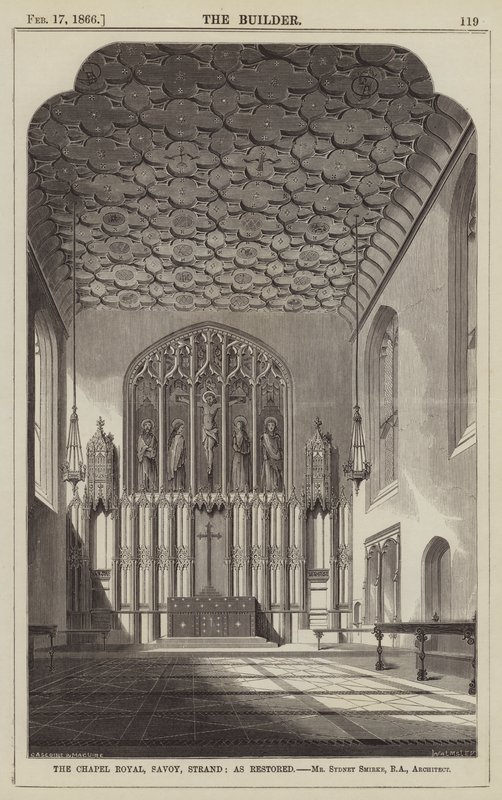 Capilla Real, Savoy, Strand, como restaurada, Sr. Sydney Smirke, RA, Arquitecto de English School
