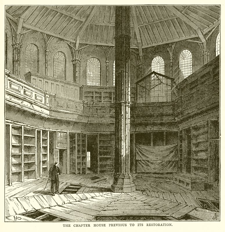 La sala capitular antes de su restauración de English School