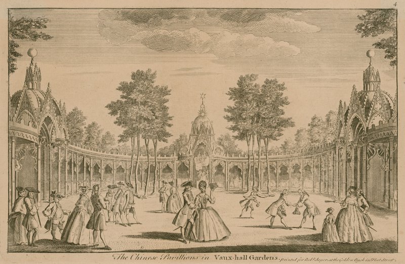 Los Pabellones Chinos en los Jardines de Vauxhall, Londres de English School