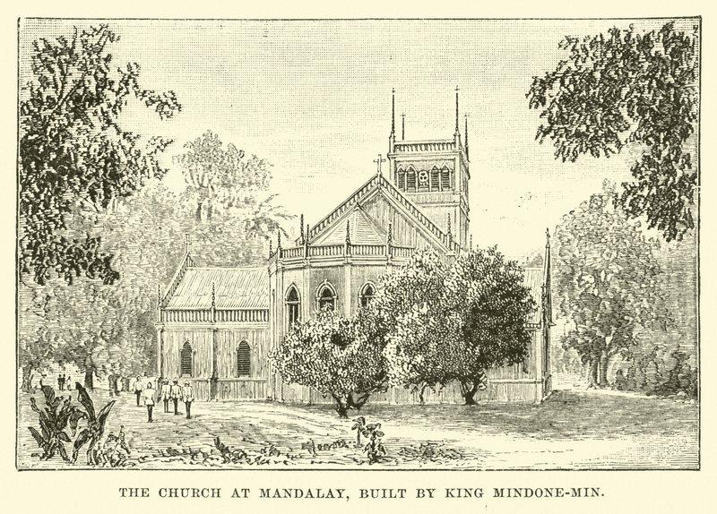La iglesia en Mandalay, construida por el rey Mindone-Min de English School