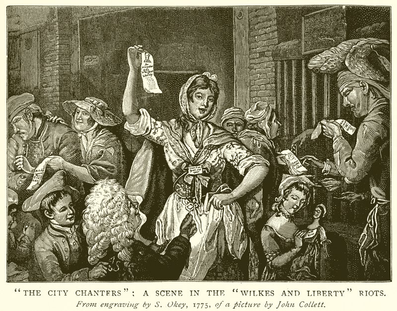 Los cantores de la ciudad: una escena en los disturbios de Wilkes y Liberty de English School