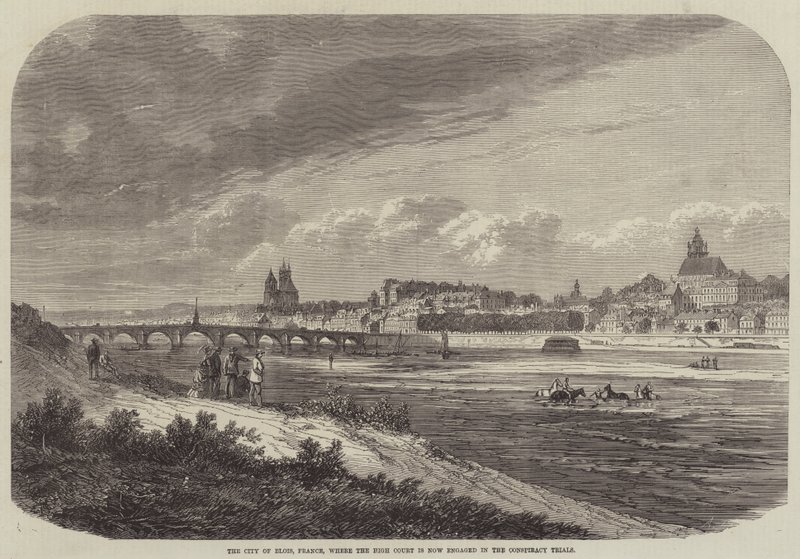 La ciudad de Blois, Francia, donde el Tribunal Supremo está celebrando los juicios por conspiración (grabado) de English School