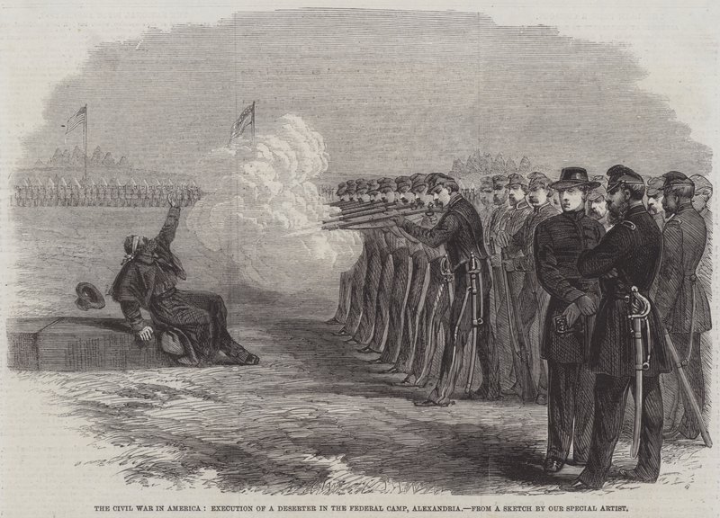 La Guerra Civil en América, ejecución de un desertor en el campamento federal, Alejandría de English School