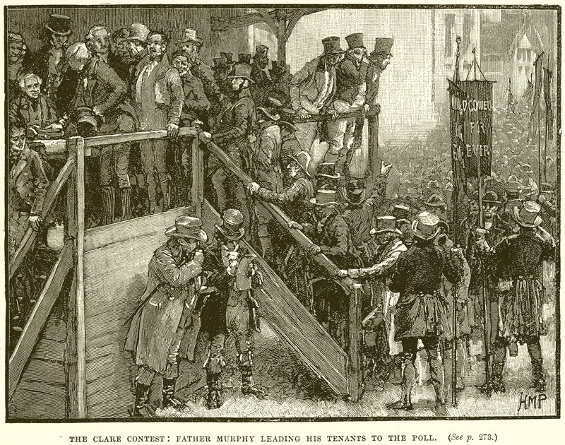 El concurso de Clare: El padre Murphy llevando a sus inquilinos a votar de English School