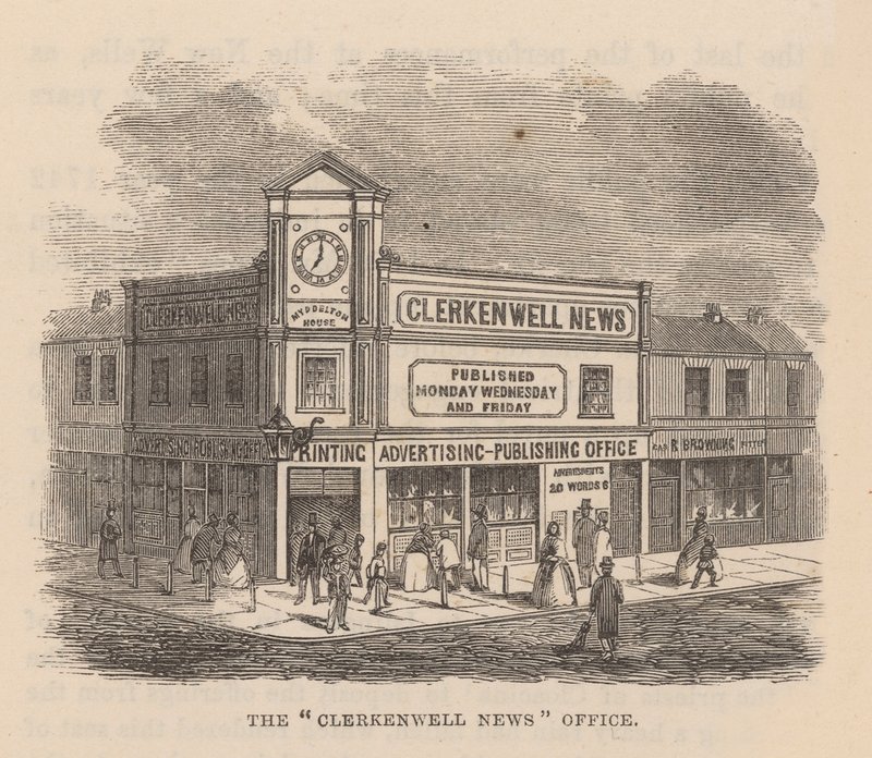 Oficina de Clerkenwell News, Clerkenwell, Londres de English School