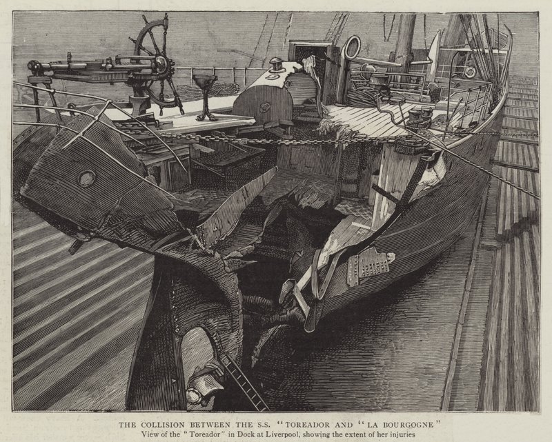 La colisión entre el SS "Toreador" y "La Bourgogne" de English School