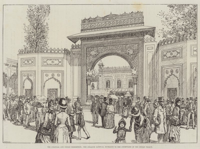 La Exposición Colonial e India, la Puerta de Gwalior, entrada al patio del Palacio Indio de English School
