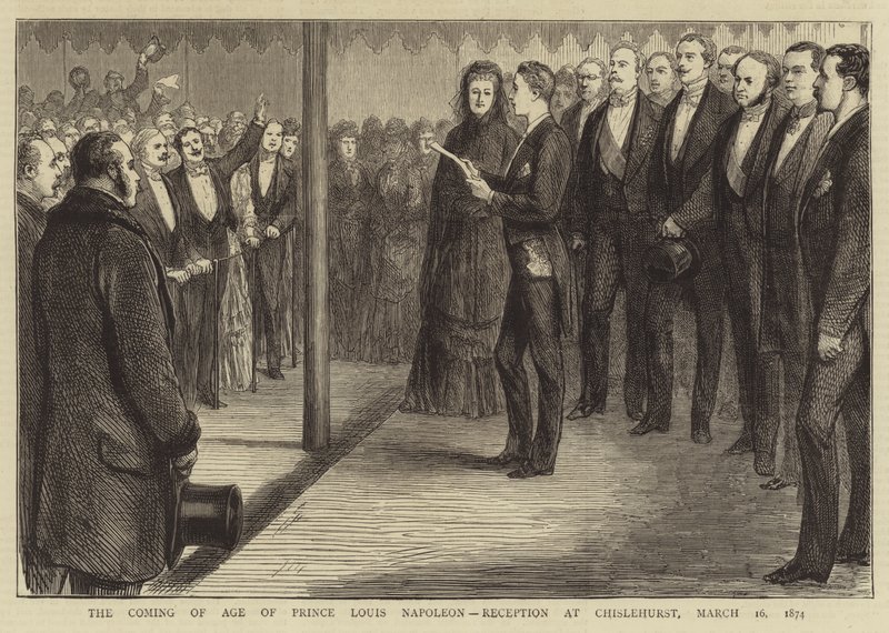 La mayoría de edad del príncipe Luis Napoleón, recepción en Chislehurst de English School