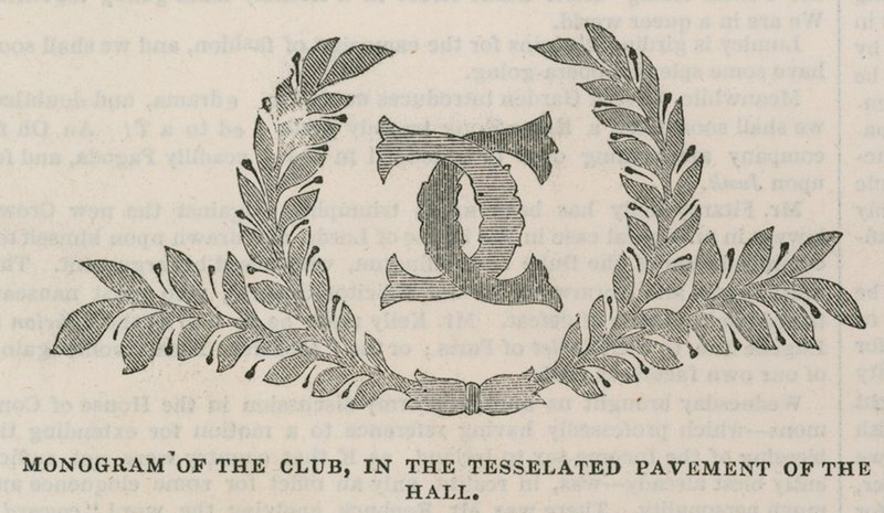 The Conservative Clubhouse: Monograma del club en el pavimento teselado del vestíbulo de English School