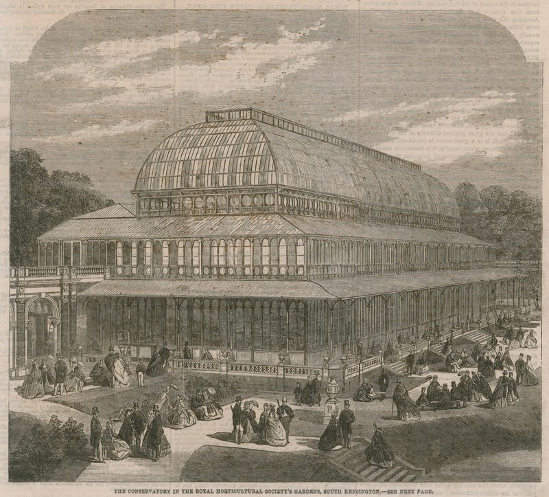 El Invernadero en los jardines de la Sociedad Hortícola Real, South Kensington de English School
