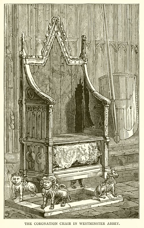 La silla de coronación en la Abadía de Westminster de English School