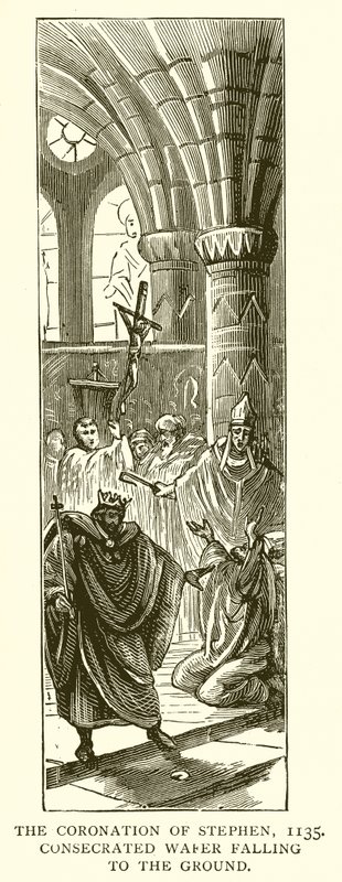 La Coronación de Esteban, 1135. Hostia Consagrada cayendo al Suelo de English School