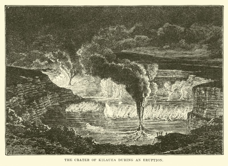 El cráter de Kilauea durante una erupción de English School