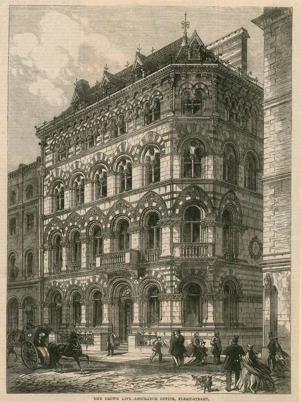La Oficina de Seguros de Vida Crown, Fleet Street, Londres de English School