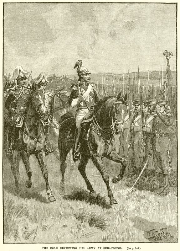 El Zar revisando su Ejército en Sebastopol de English School