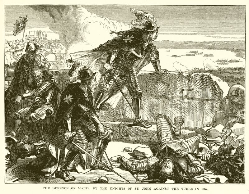 La defensa de Malta por los Caballeros de San Juan contra los turcos en 1565 de English School