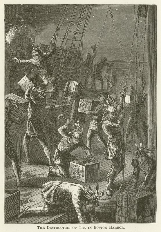 La destrucción del té en el puerto de Boston de English School