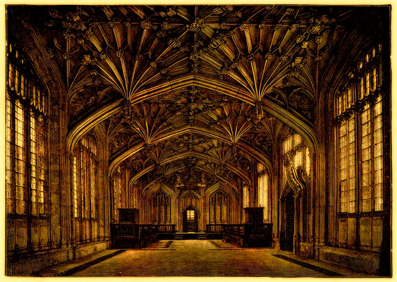 La Escuela de Divinidad, Oxford: construida entre 1445 y 1454, ilustración de A Students History of England de Samuel R. Gardiner, publicado en 1902 de English School
