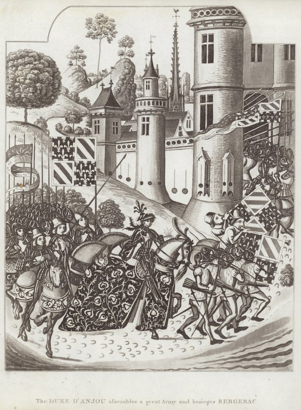 El duque de Anjou reúne un gran ejército y asedia Bergerac de English School