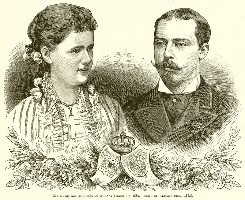 El duque y la duquesa de Albany (casados, 1882. Duque de Albany fallecido, 1884) de English School