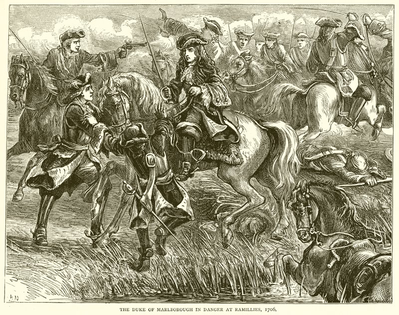 El duque de Marlborough en peligro en Ramillies, 1706 de English School