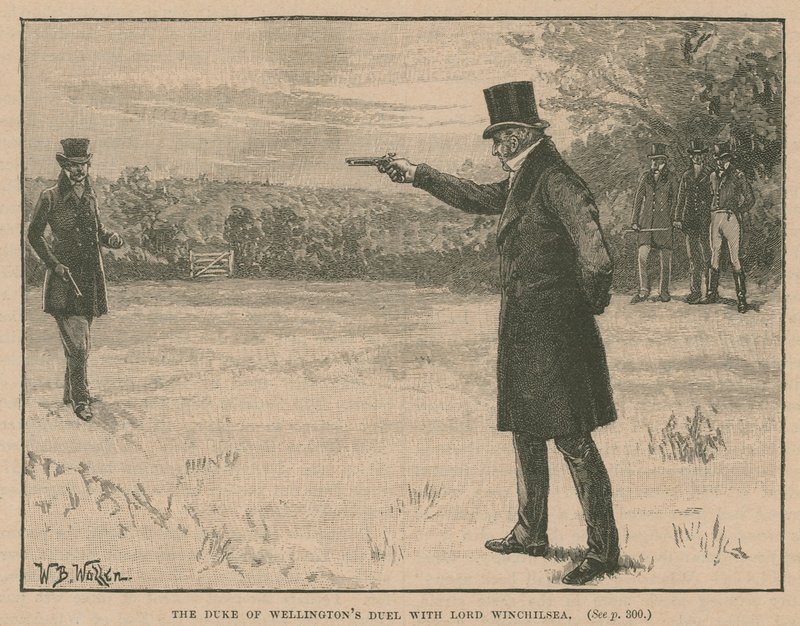 El duelo del Duque de Wellington con Lord Winchilsea de English School