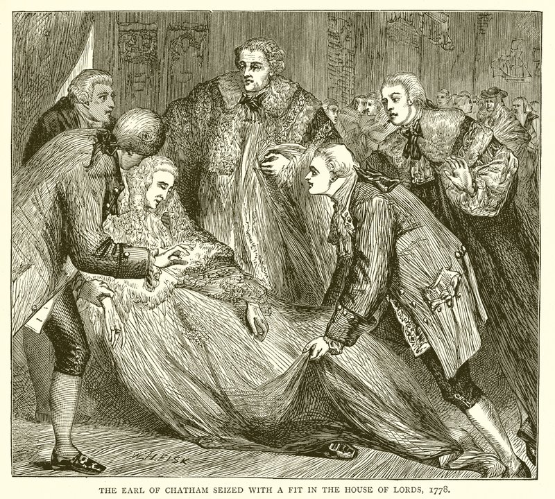 El Conde de Chatham Sufre un Ataque en la Cámara de los Lores, 1778 de English School