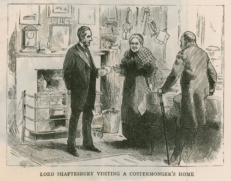 El Conde de Shaftesbury; Lord Shaftesbury visitando la casa de un vendedor ambulante de English School