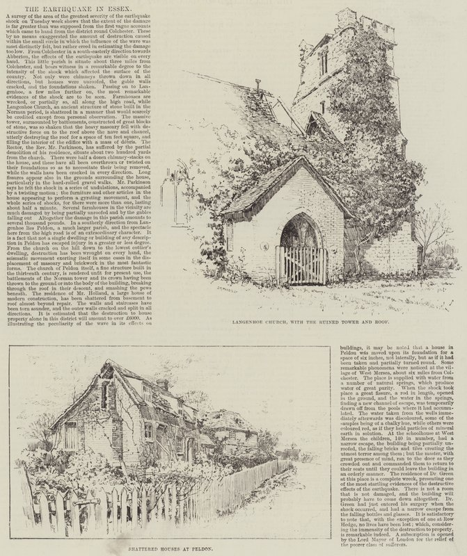 El Terremoto en Essex (litografía) de English School