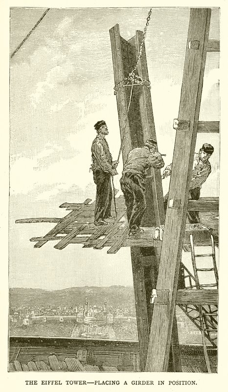 La Torre Eiffel, colocando una viga en posición de English School