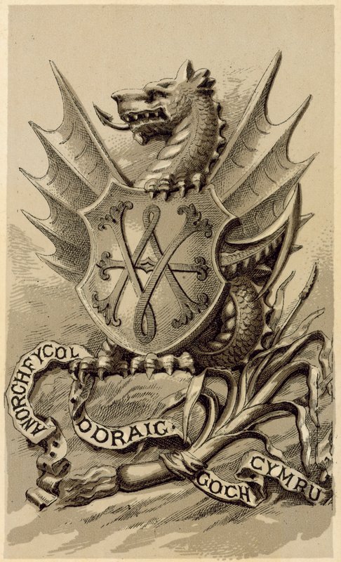 El emblema de Gales (lito) de English School