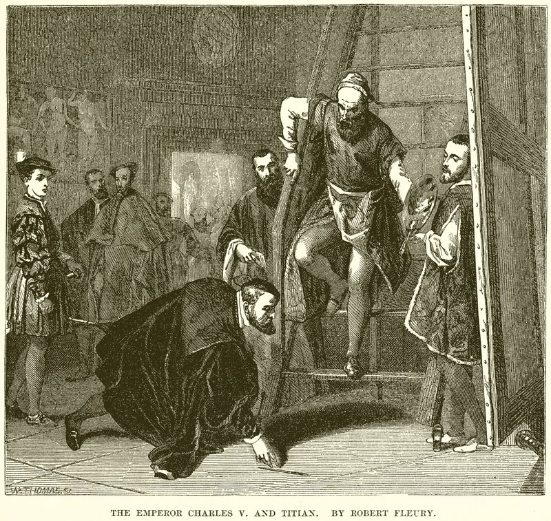 El emperador Carlos V y Tiziano de English School