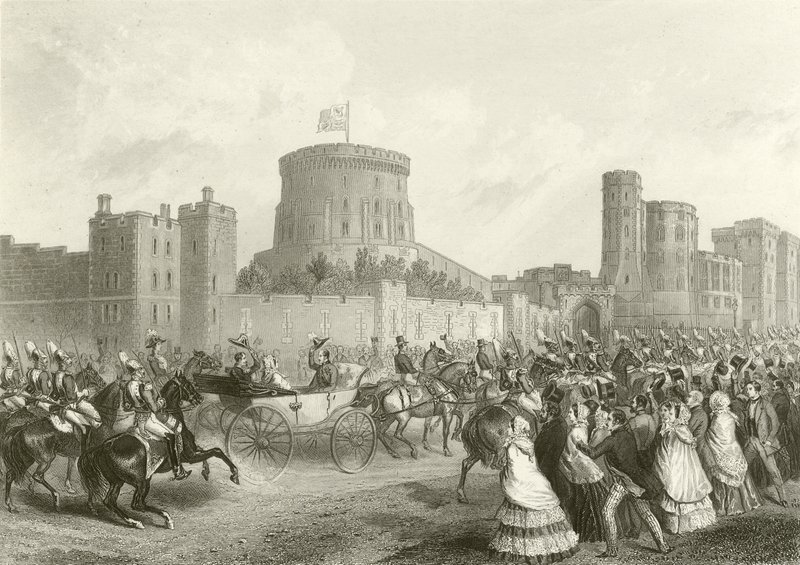 El Emperador y la Emperatriz de Francia en el Castillo de Windsor de English School