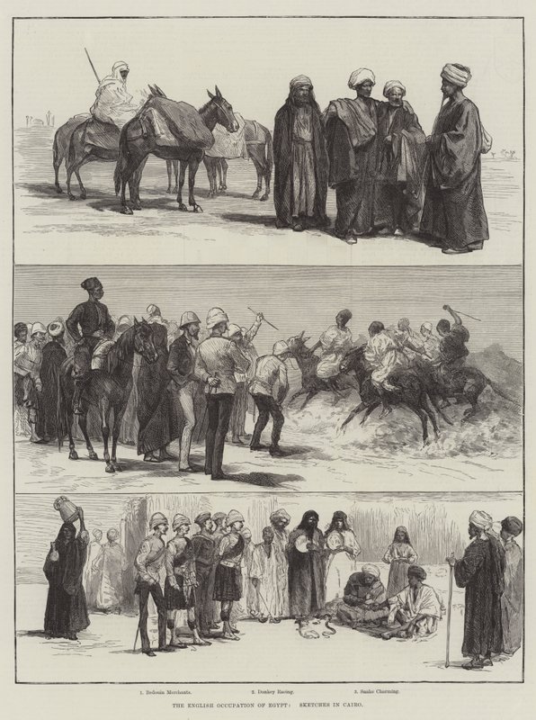 La ocupación inglesa de Egipto, bocetos en El Cairo de English School