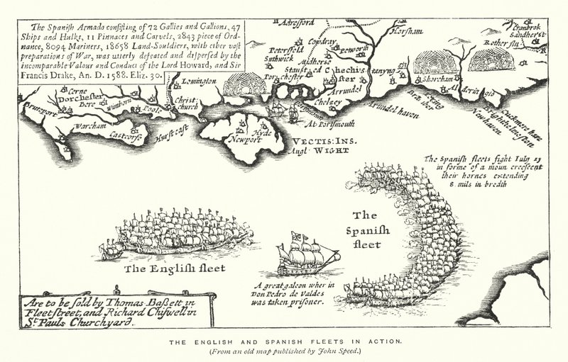Las flotas Inglesa y Española en acción de English School
