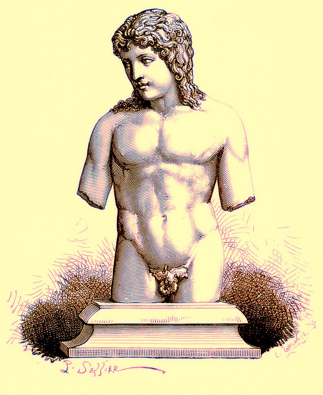 El Eros del Vaticano, estatua en el Vaticano, ilustración de la Historia de Roma de Victor Duruy, publicada en 1884 de English School