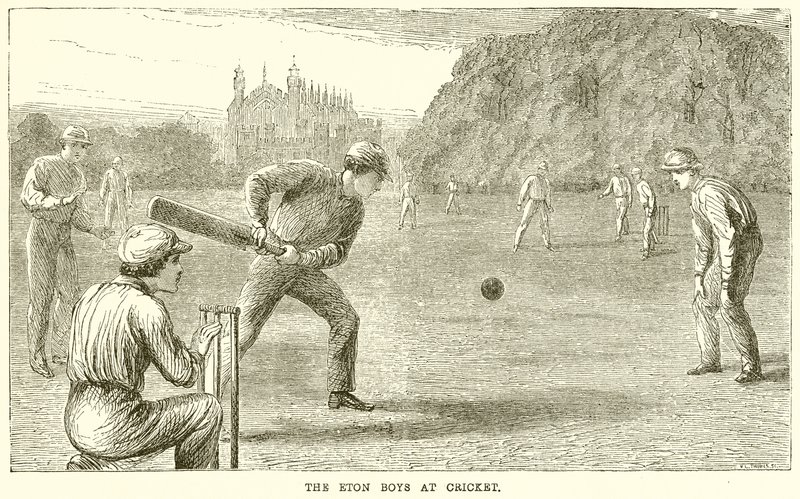 Los chicos de Eton jugando al cricket de English School