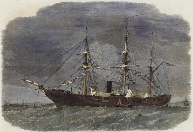 El bergantín-goleta federal Tuscarora en el Agua de Southampton de English School