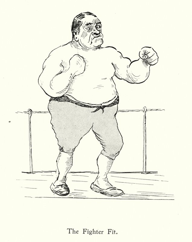 El luchador en forma; a menudo es el mordedor (litografía) de English School