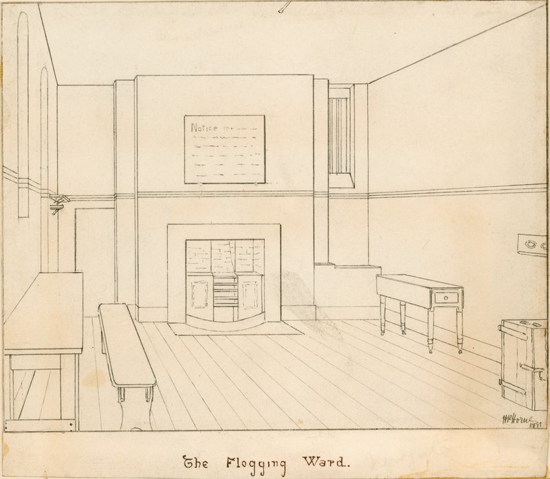 La Sala de Azotes en la prisión de Newgate de English School