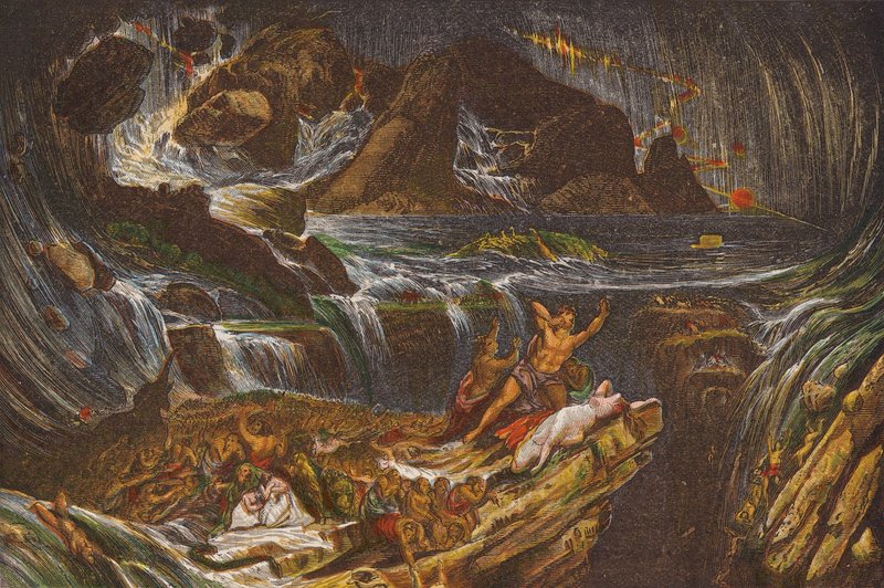 El diluvio (litografía en color) de English School