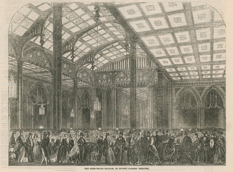 El Bazar de Libre Comercio en el Teatro Covent Garden, Londres de English School