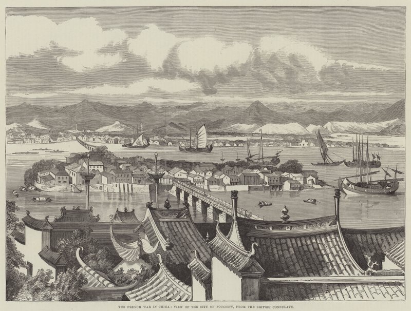 La Guerra Francesa en China, Vista de la Ciudad de Foochow desde el Consulado Británico de English School