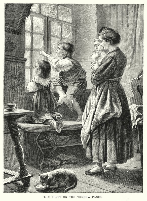 La escarcha en los cristales de la ventana de English School