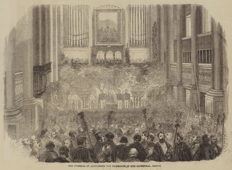El funeral de Alexander von Humboldt en la catedral de Berlín (grabado) de English School