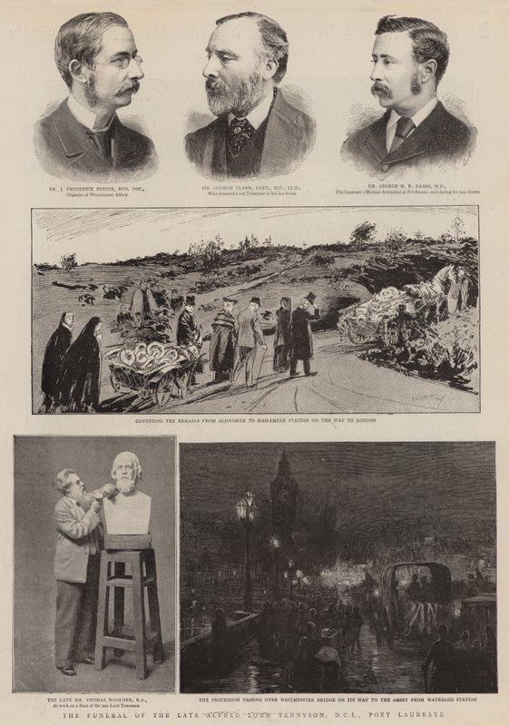 El funeral del difunto Alfred Lord Tennyson, DCL, Poeta Laureado (grabado) de English School
